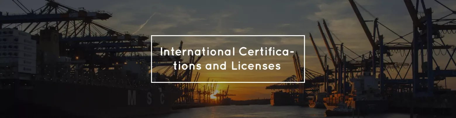 international ceritification and licenses