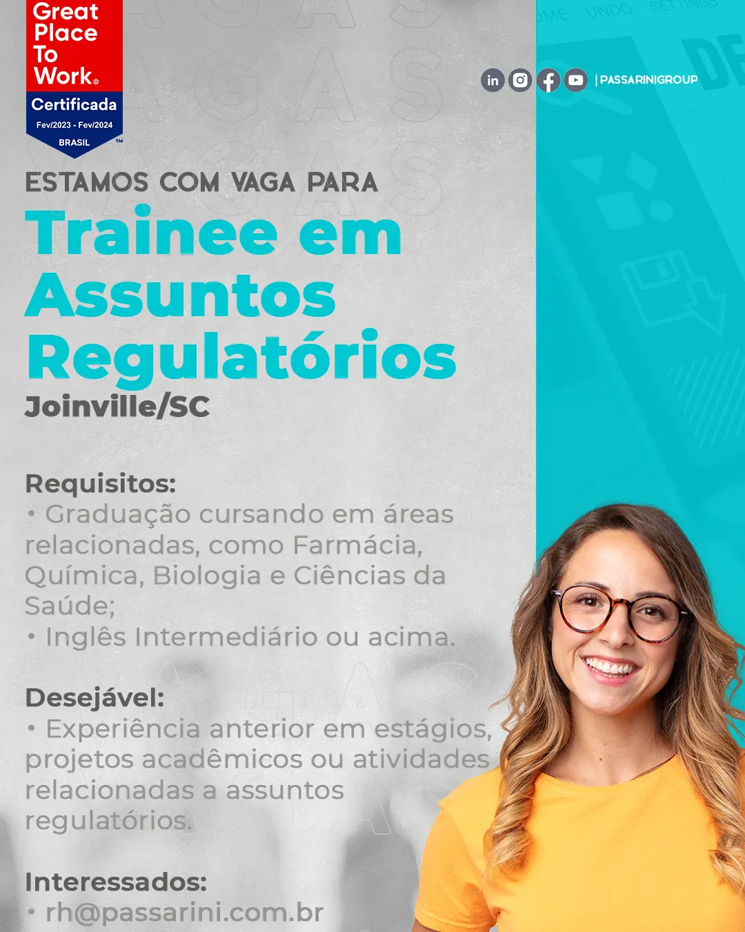  Trainee em Assuntos Regulatórios. (Joinville/SC)
