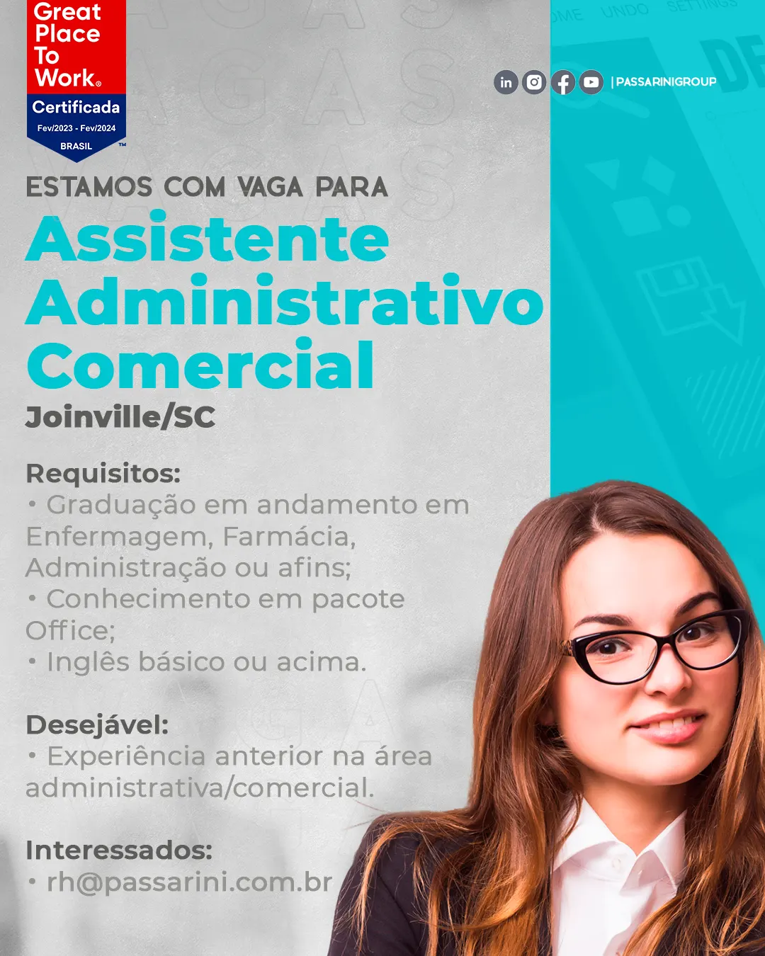 VAGA Assistente Administrativo Comercial