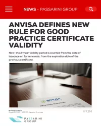 ANVISA Sets New Rule for Good Practice Certificate Validity