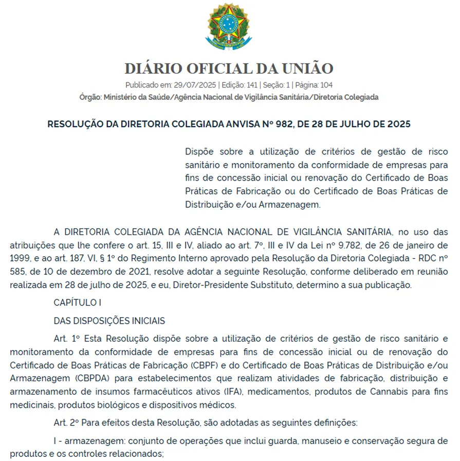 ANVISA Publishes RDC 982/2025